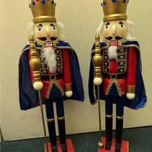 Gold and Red Nutcracker Figurines with velvet cape- Set of 2